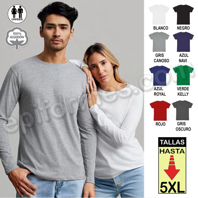 Camiseta manga larga 8 colores hasta la 5XL