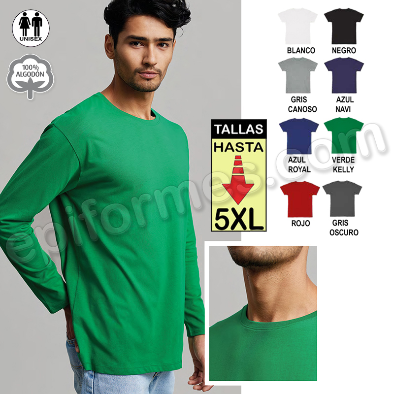 Camiseta manga larga 8 colores hasta la 5XL