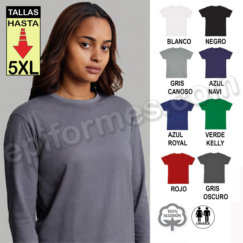 Camiseta manga larga 8 colores hasta la 5XL