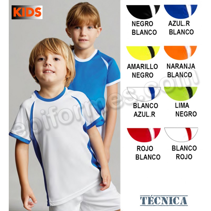 Camiseta técnica niño combinada 8 colores