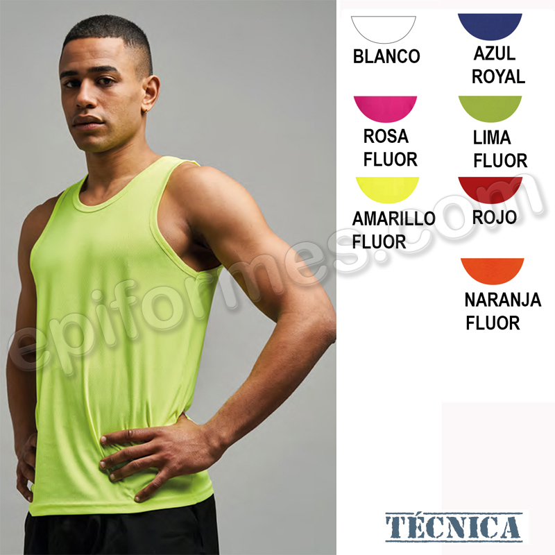 Camiseta técnica unisex tirantes 7 colores