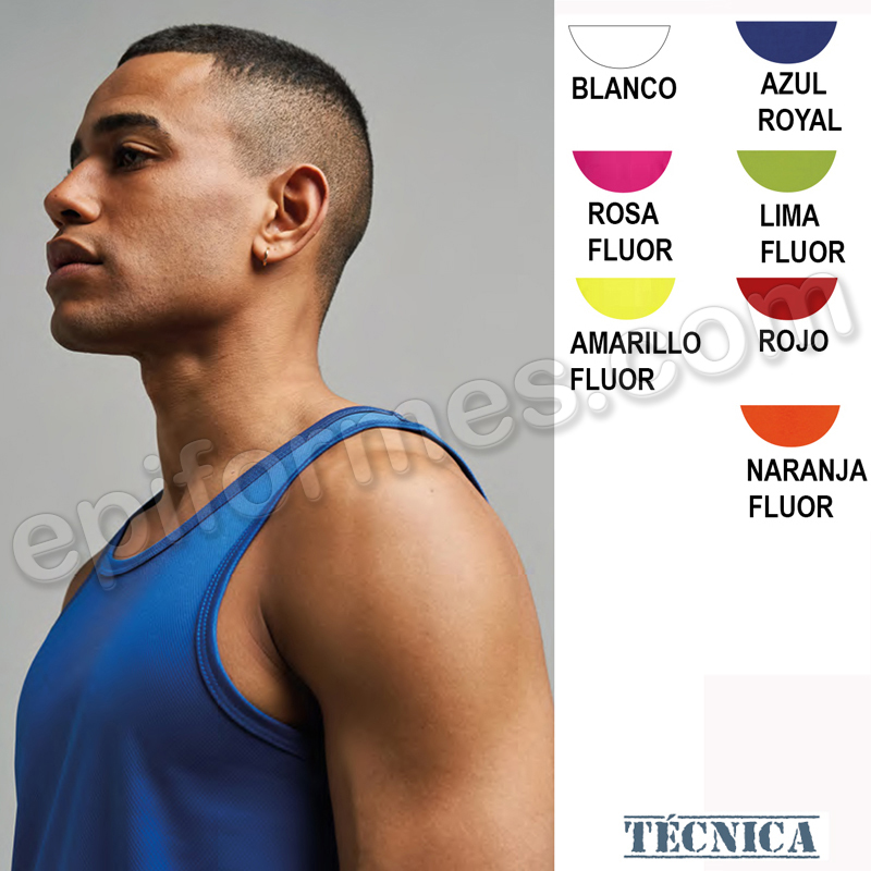 Camiseta técnica unisex tirantes 7 colores