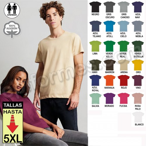 Camiseta manga corta unisex 25 colores
