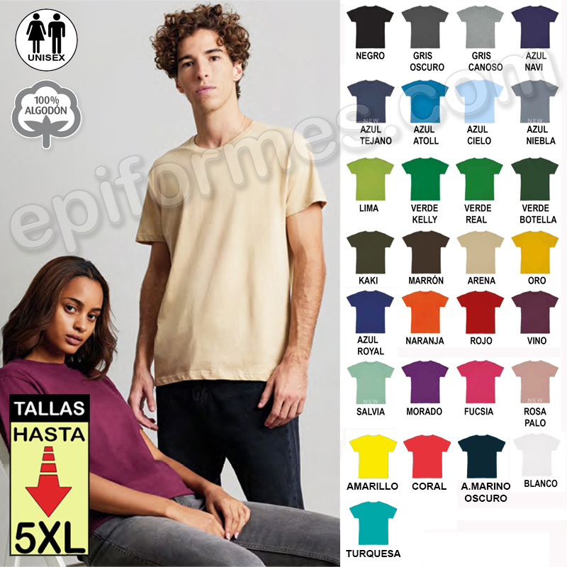 Camiseta manga corta unisex 29 colores