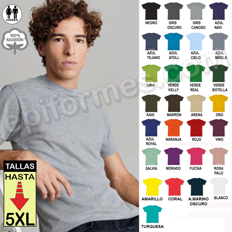 Camiseta manga corta unisex 29 colores