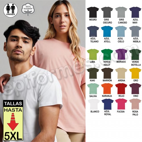 Camiseta manga corta unisex 24 colores