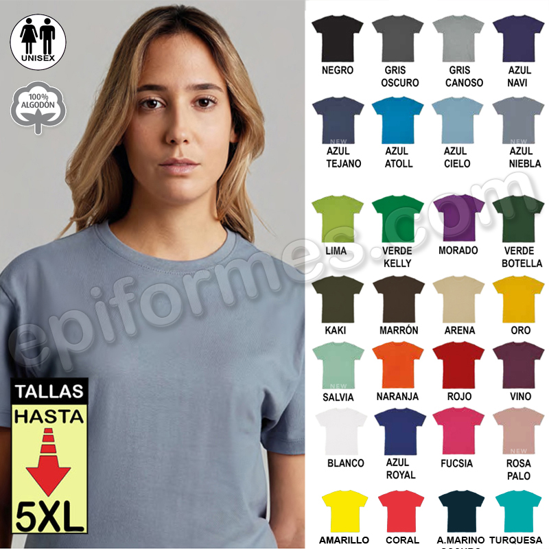 Camiseta manga corta unisex 28 colores