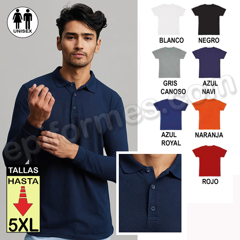 Polo trabajo manga larga 7 colores hasta la 5XL