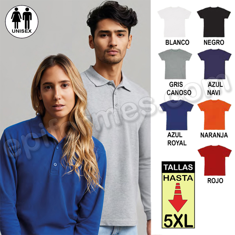 Polo trabajo manga larga 7 colores hasta la 5XL