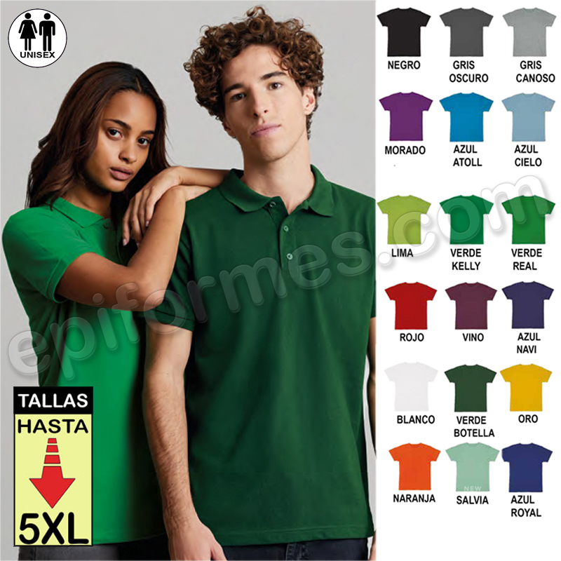 Polo manga corta unisex 18 colores