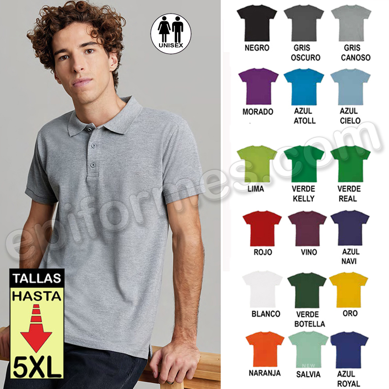 Polo manga corta unisex 18 colores