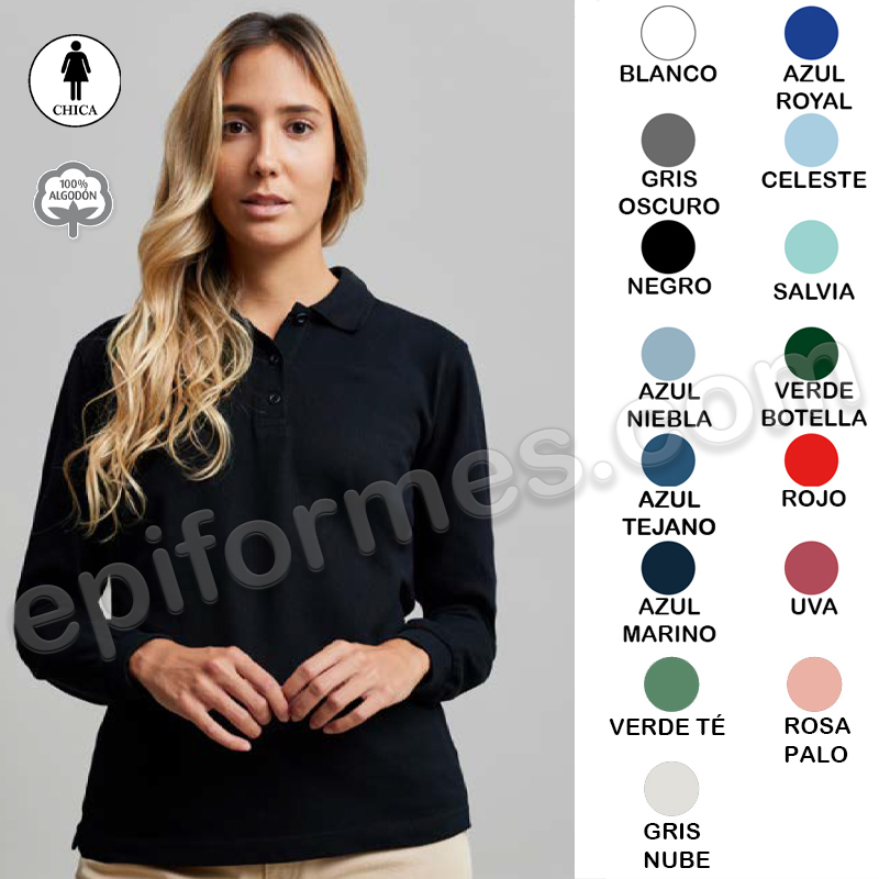 Polo  manga larga mujer 15 colores