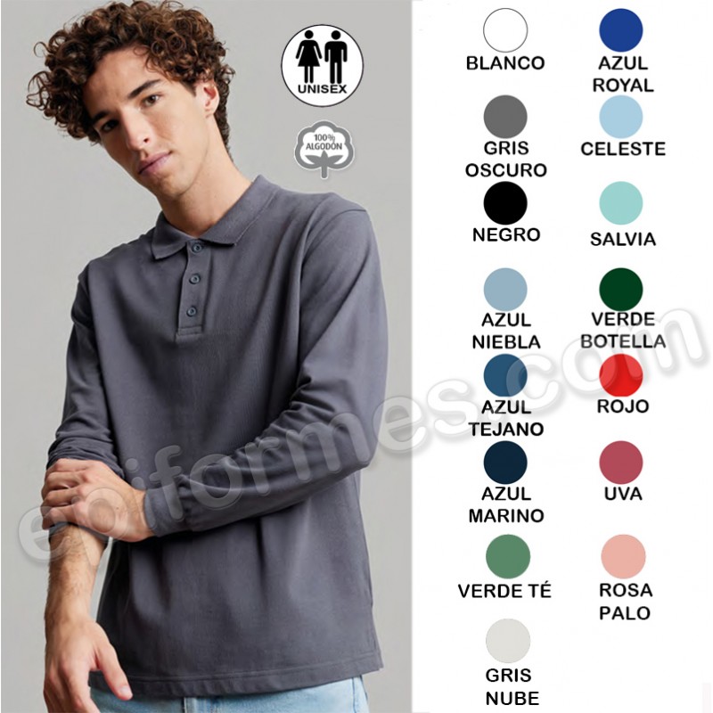 Polo UNISEX manga larga 15 colores