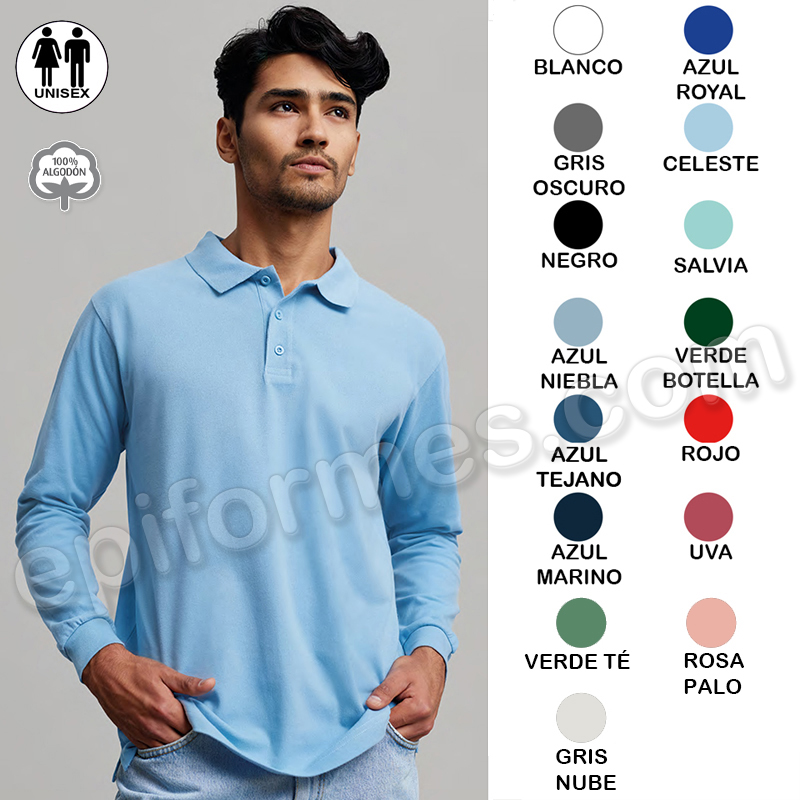 Polo UNISEX manga larga 15 colores