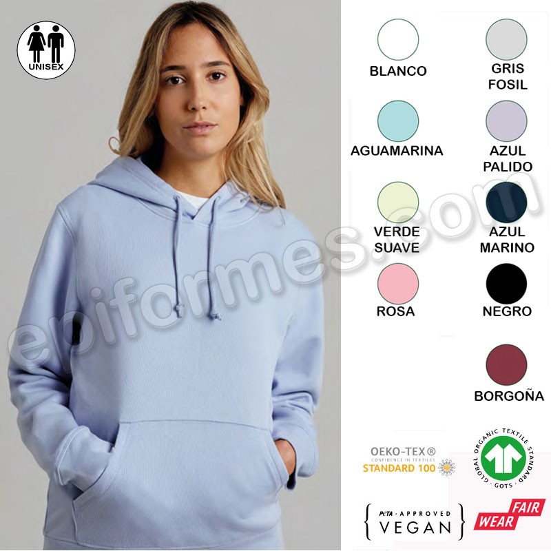 Sudadera con capucha ecológica Natura. CERTIFICADA