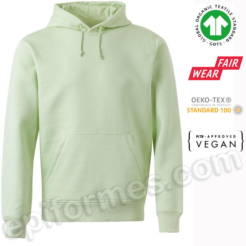 Sudadera con capucha ecológica Natura. CERTIFICADA