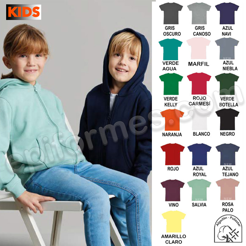 Sudadera escolar con capucha en 19 colores