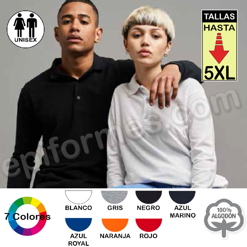 Polo trabajo manga larga 7 colores hasta la 5XL