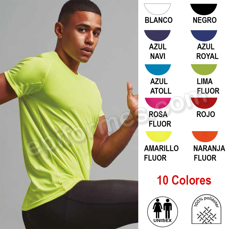 Camiseta técnica unisex 10 colores