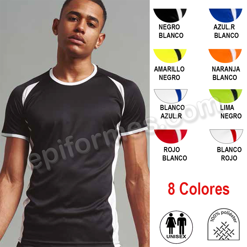 Camiseta técnica unisex combinada 8 colores
