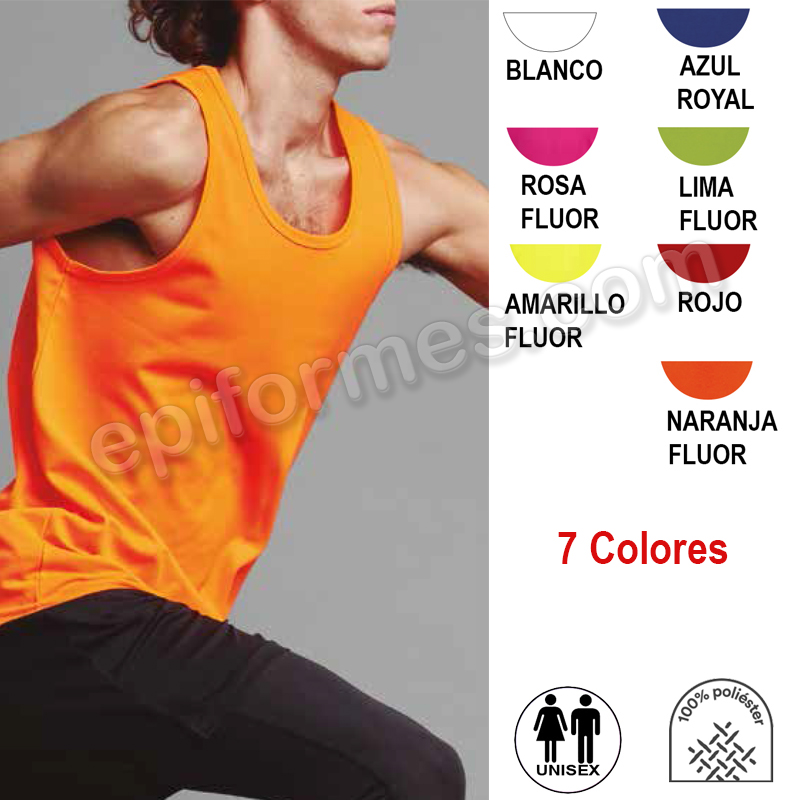 Camiseta técnica unisex tirantes 7 colores