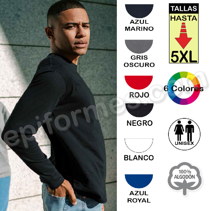 Camiseta manga larga 6 colores hasta la 5XL