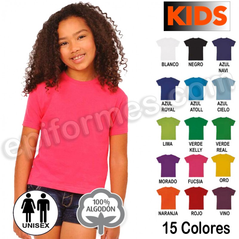 Camiseta algodón niño 15 colores