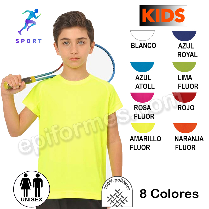 Camiseta técnica infantil 8 colores