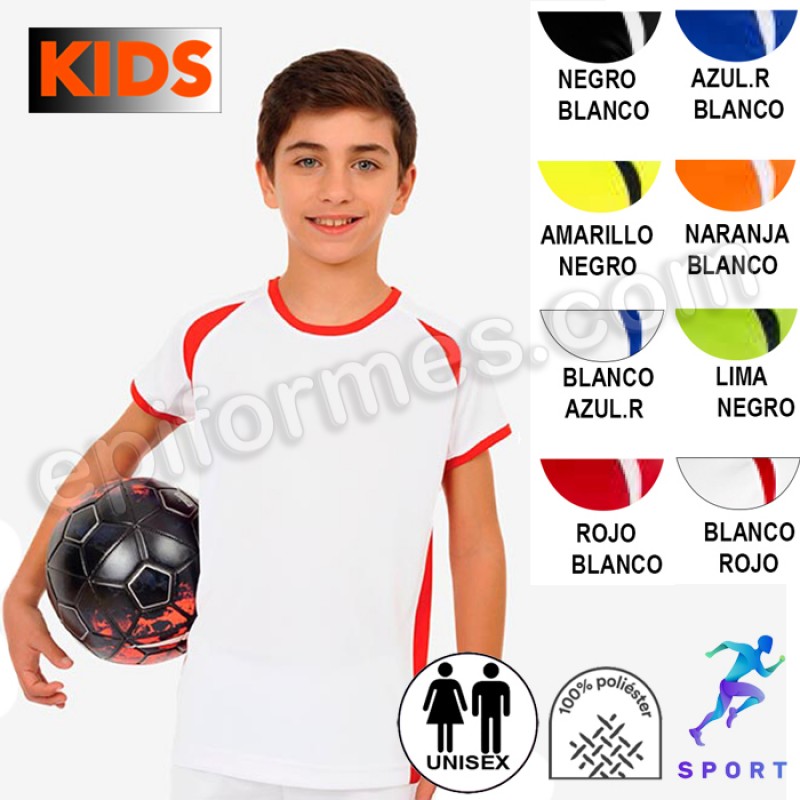 Camiseta técnica niño combinada 8 colores