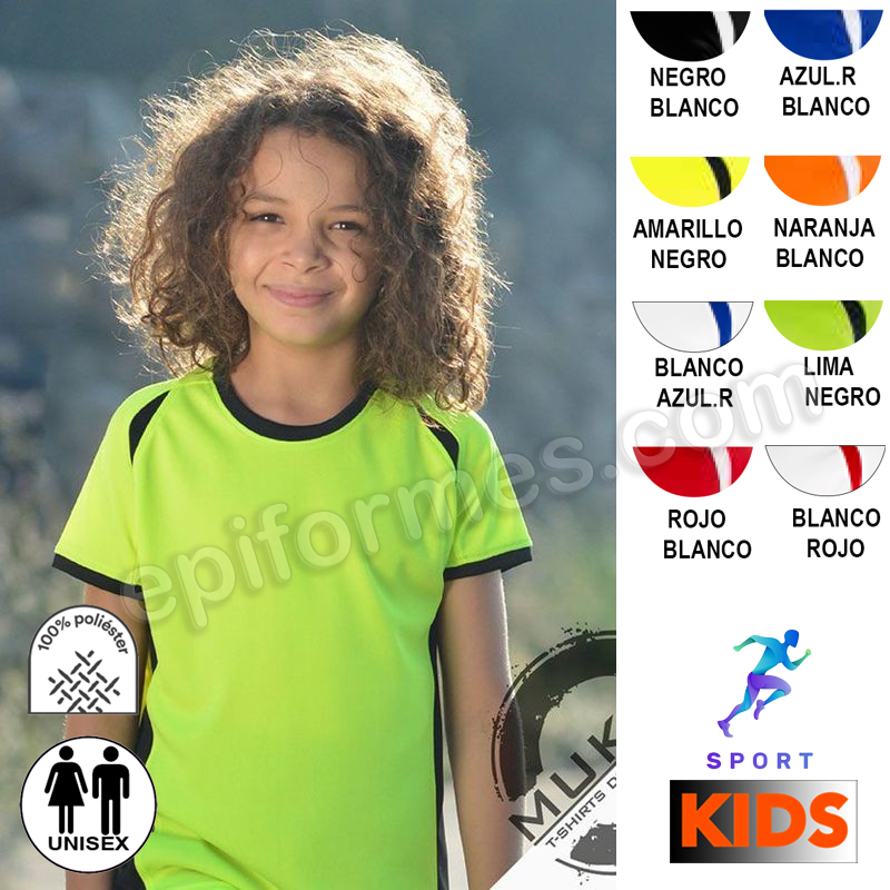 Camiseta técnica niño combinada 8 colores