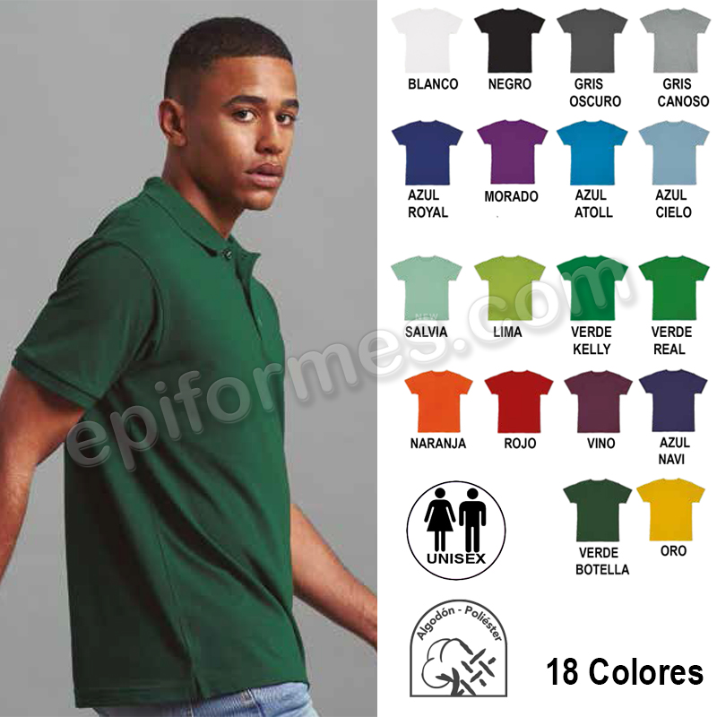 Polo manga corta unisex 18 colores