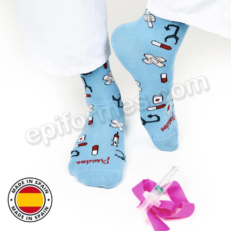 Calcetines de sanidad estampados Blue healthy tools