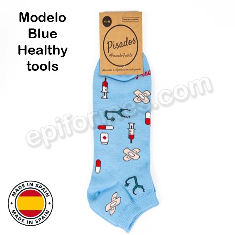 Calcetines de sanidad estampados Blue healthy tools