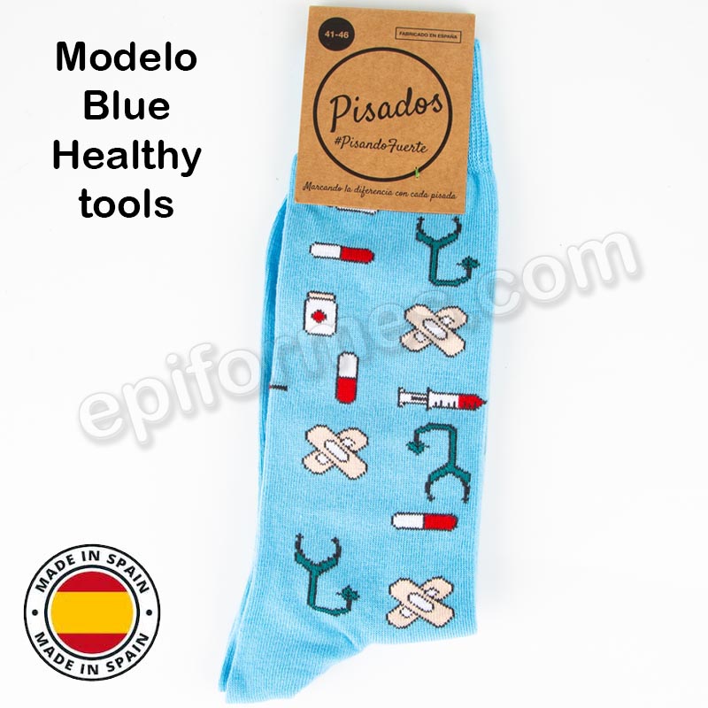 Calcetines de sanidad estampados Blue healthy tool...