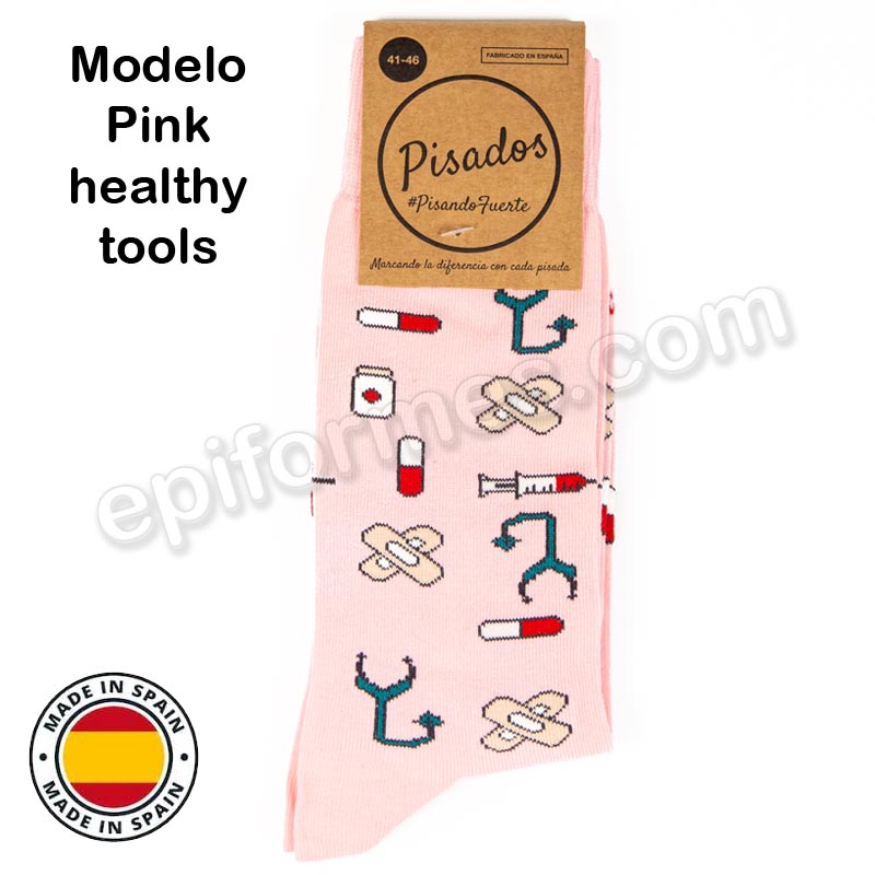 Calcetines de sanidad estampados Pink healthy tool...