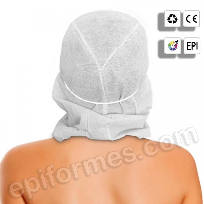 100 Gorros Integral con mascarilla Polipropileno blanco