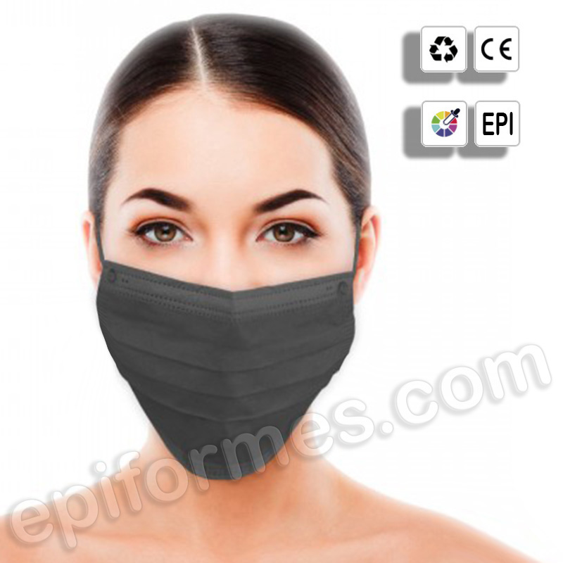 50 mascarillas higiénicas, triple capa en negro