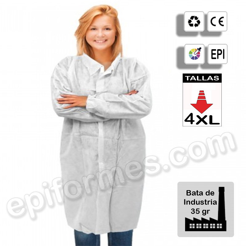 10 Batas de industria en TNT blanco Talla 4-XL