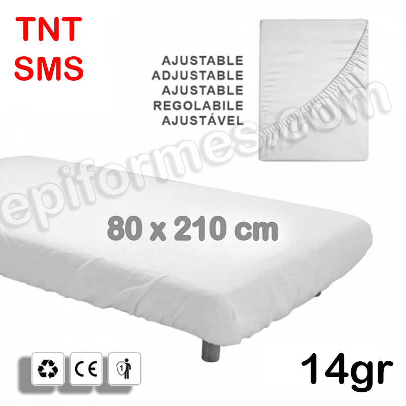 10 Sábana ajustable desechable 80x210 en 14 gr en SMS