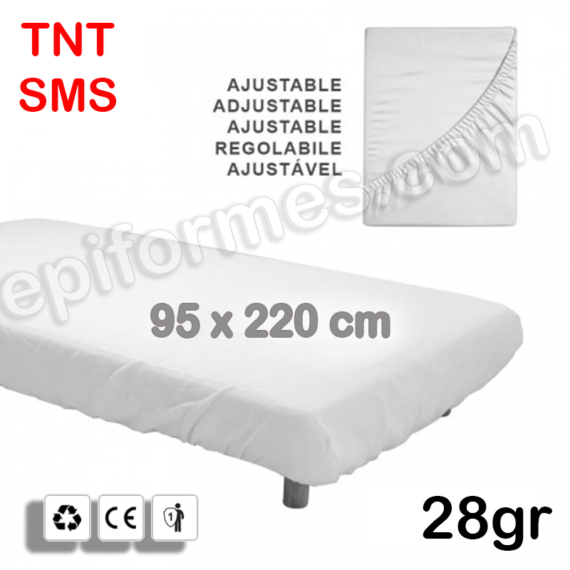 10 Sábana ajustable-Plus desechable 95x220 en 28 gr en SMS