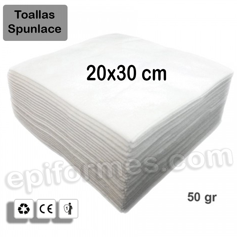 100 Toallas de Spunlace 20x30 cm en blanco