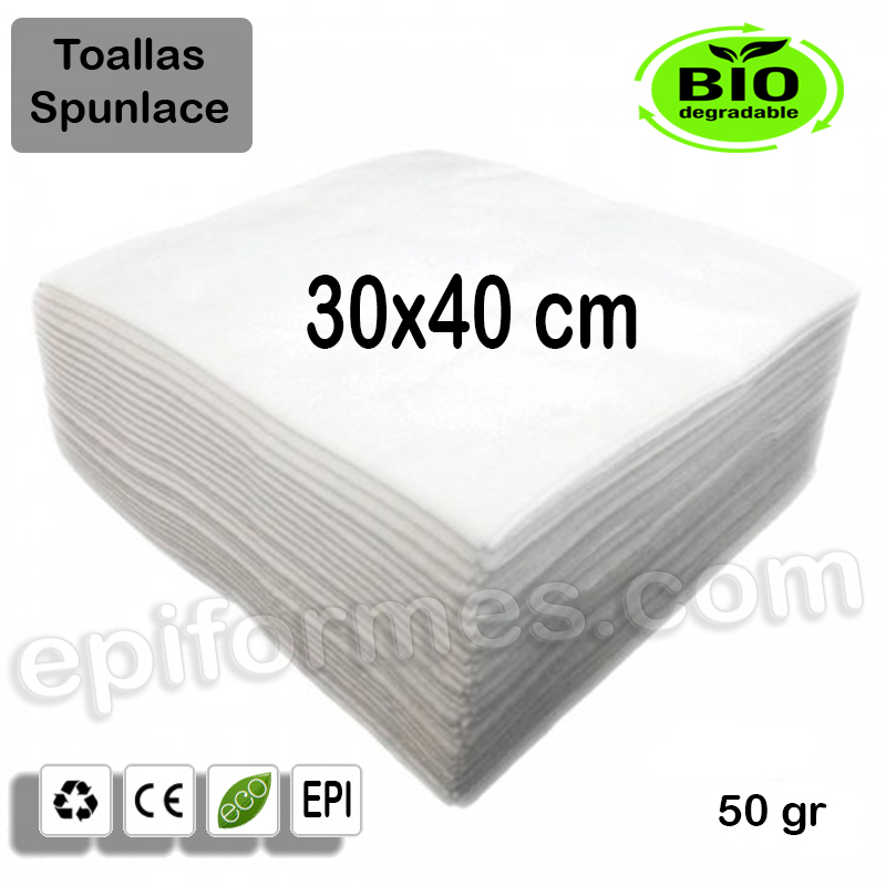 100 Toallas Bio 30x40 cm en blanco 50 gr