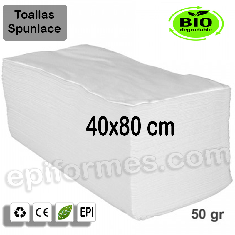 50 Toallas Bio 40x80 cm en blanco 50 gr