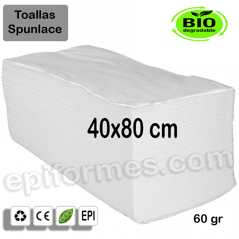 50 Toallas Bio 40x80 cm en blanco 60 gr