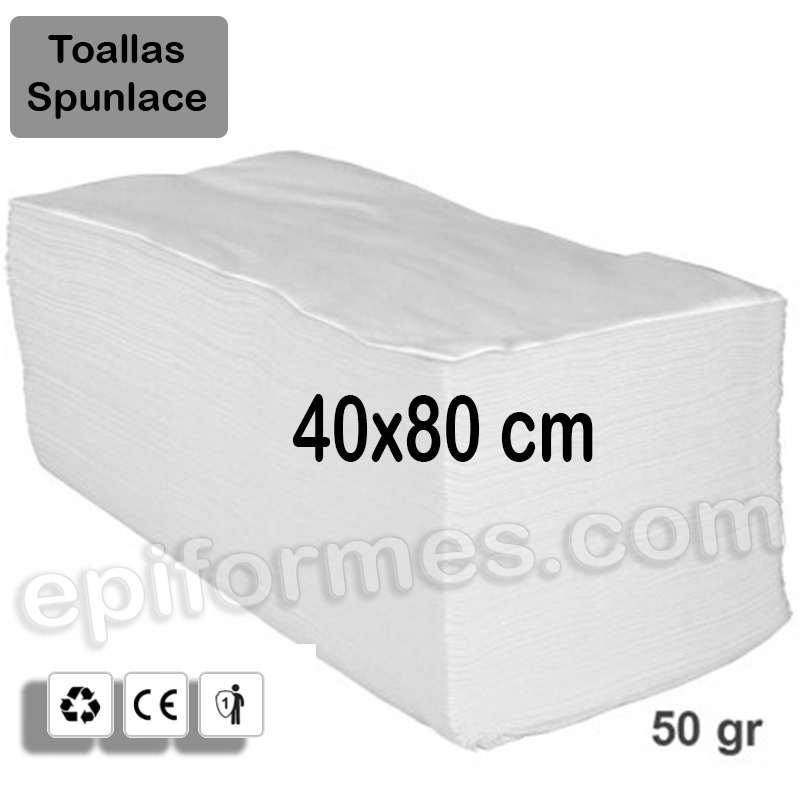 50 Toallas de Spunlace 40x80 cm en blanco