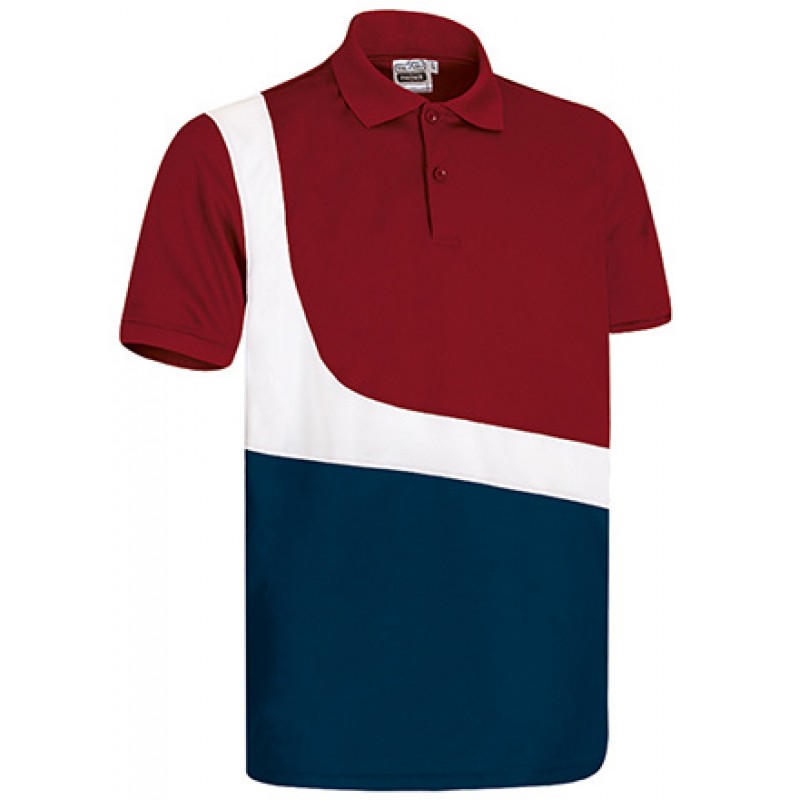 Polo técnico de manga corta y diseño tricolor.