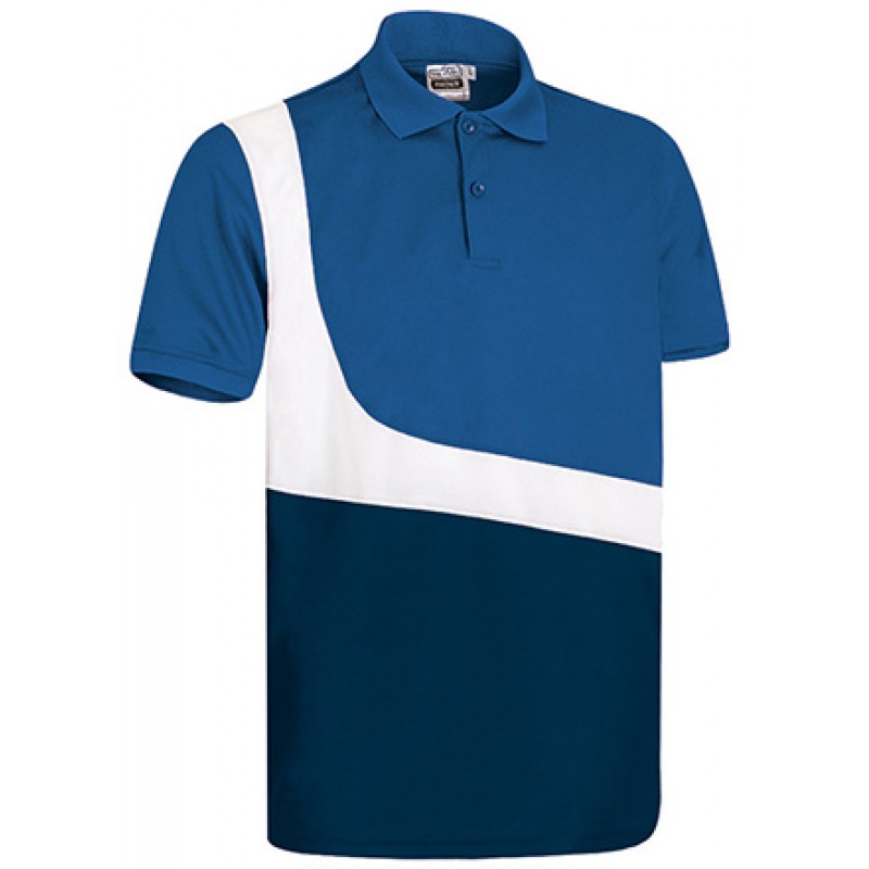 Polo técnico de manga corta y diseño tricolor.
