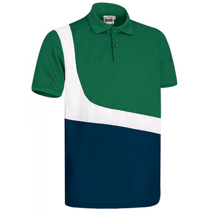 Polo técnico de manga corta y diseño tricolor.