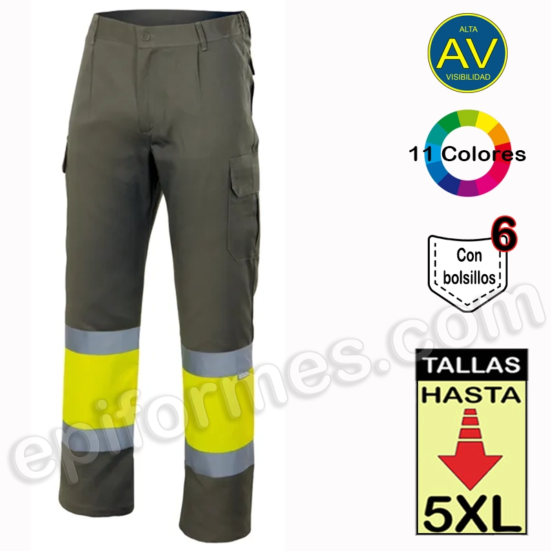 Pantalón bicolor multibolsillo en 11 colores