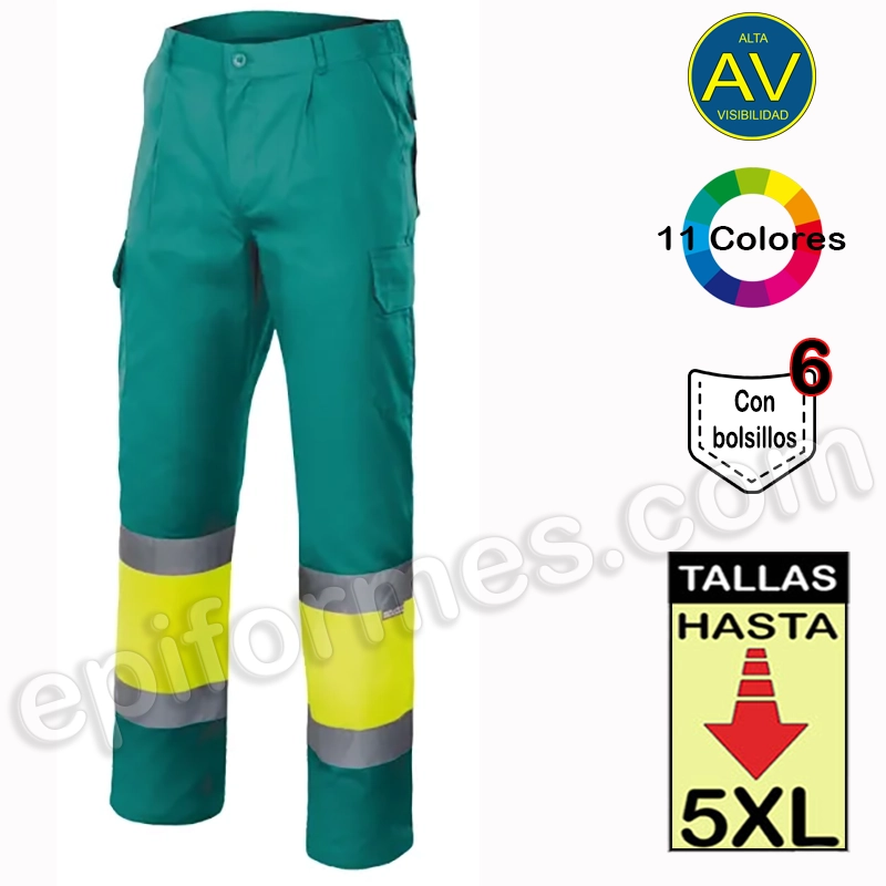 Pantalón bicolor multibolsillo en 11 colores